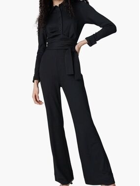 NWT Diane Von Fursentberg Michele Black Wide Leg Jumpsuit